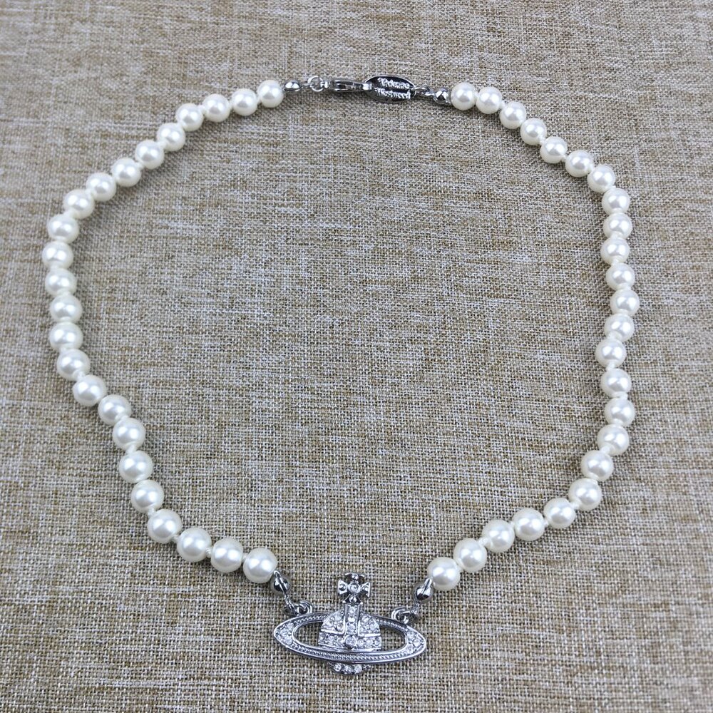 BRAND NEW Vivienne westwood Silver Orb Pearl Choker Necklace - Picture 8 of 8